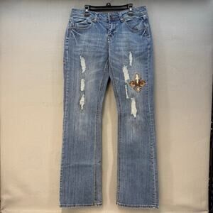 Cowgirl Tuff Jeans Women's 28x33 (6) Blue Saint Pocket Flaps Embroidered Tall